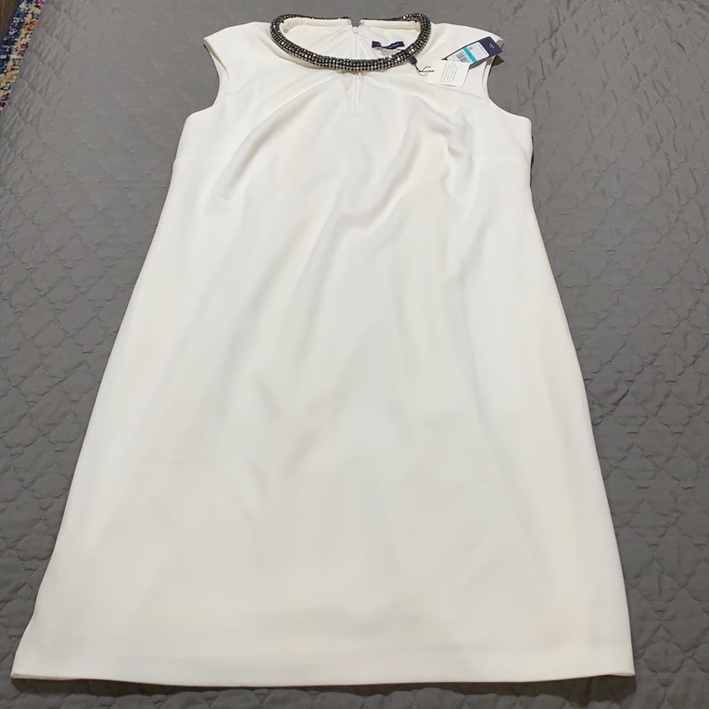 Tommy Hilfiger Cream and Bejeweled Neckline